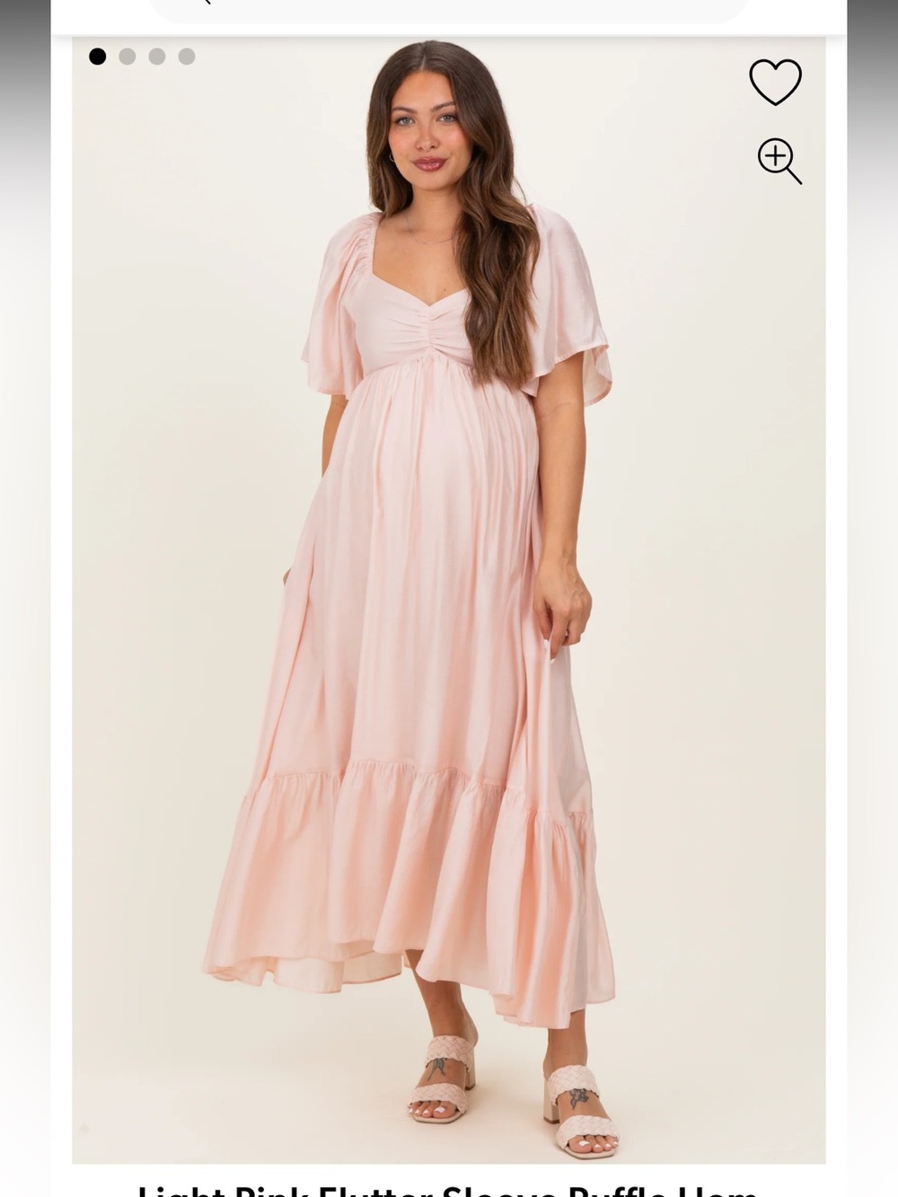 Pink Blush Light Pink Flutter-Sleeve Ruffle Hem Maternity Midi Dress